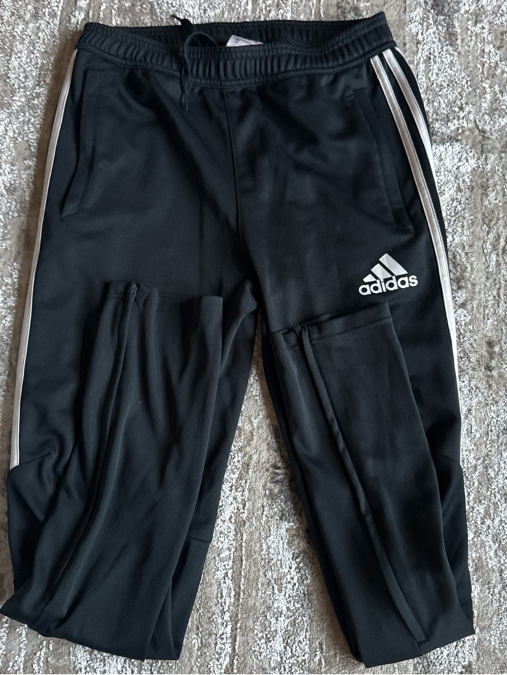 adidas dark grey Track Joggers with White Side Stripes